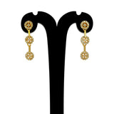 Elegant-Gold-Plated-Triple-Floral-Drop-Earrings