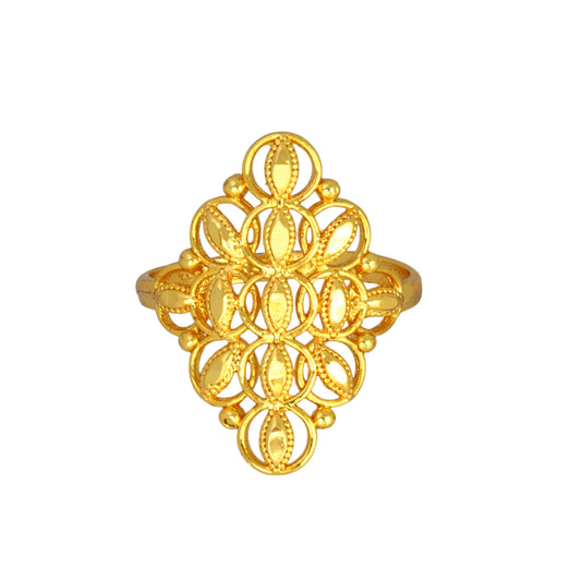 Elegant Long Pattern Gold Plated Statement Finger Ring