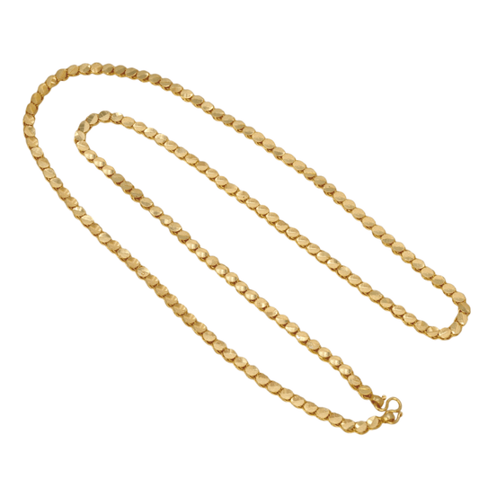 Elegant Designer Gold Plated Chain -10 P showcasing a unique pattern of linked oval discs with a subtle shine.