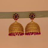 Elegant Kemp Stone Big Matte Jhumka Earrings