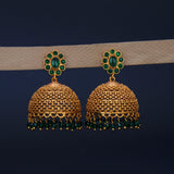 Elegant Kemp Stone Big Matte Jhumka Earrings