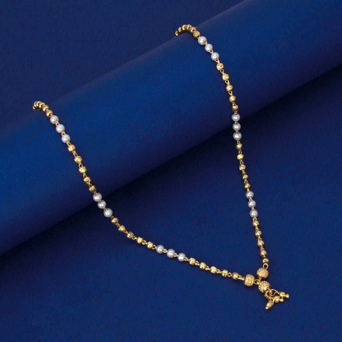 Exquisite Designer Golden Beads Pearl Necklace