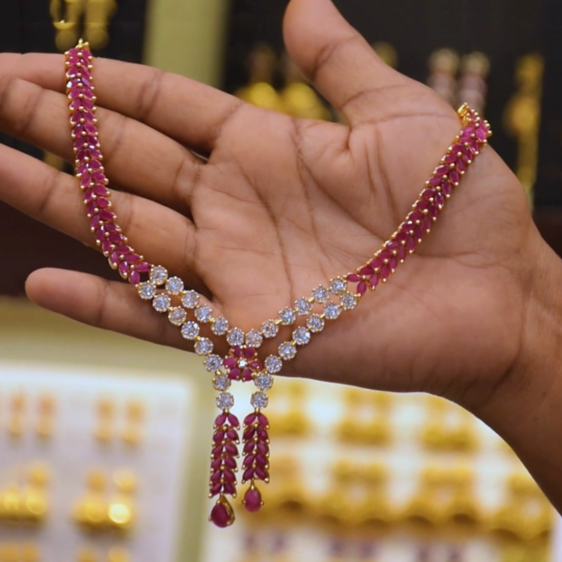 Fascinating-Premium-Gold-Plated-Ruby-CZ-Necklace-Set