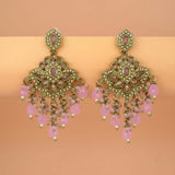 Fashion-Beaded-Baby-Pink-Drop-Earrings