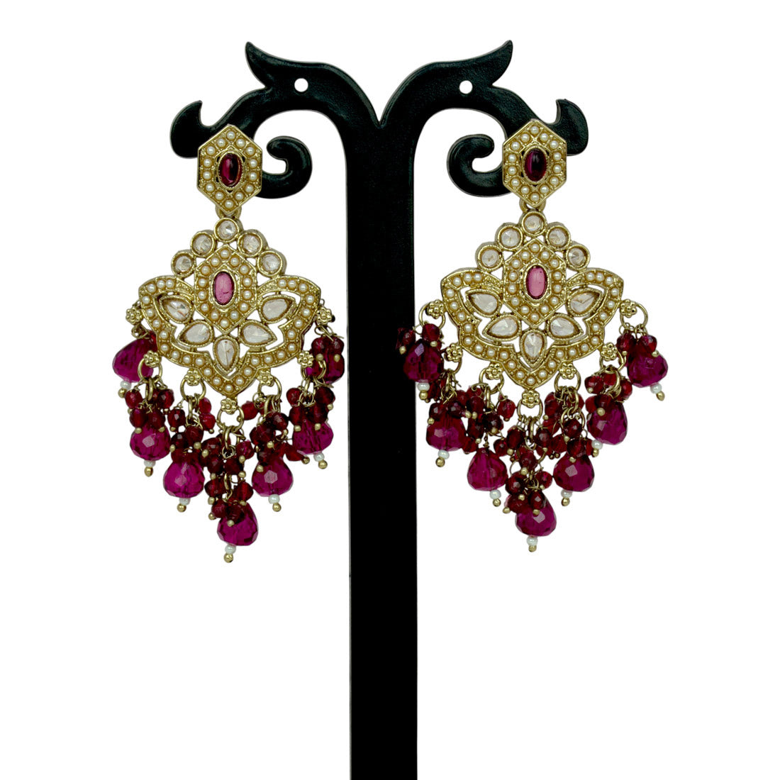 Fashion-Beaded-Dark-Red-Drop-Earrings-Dmo