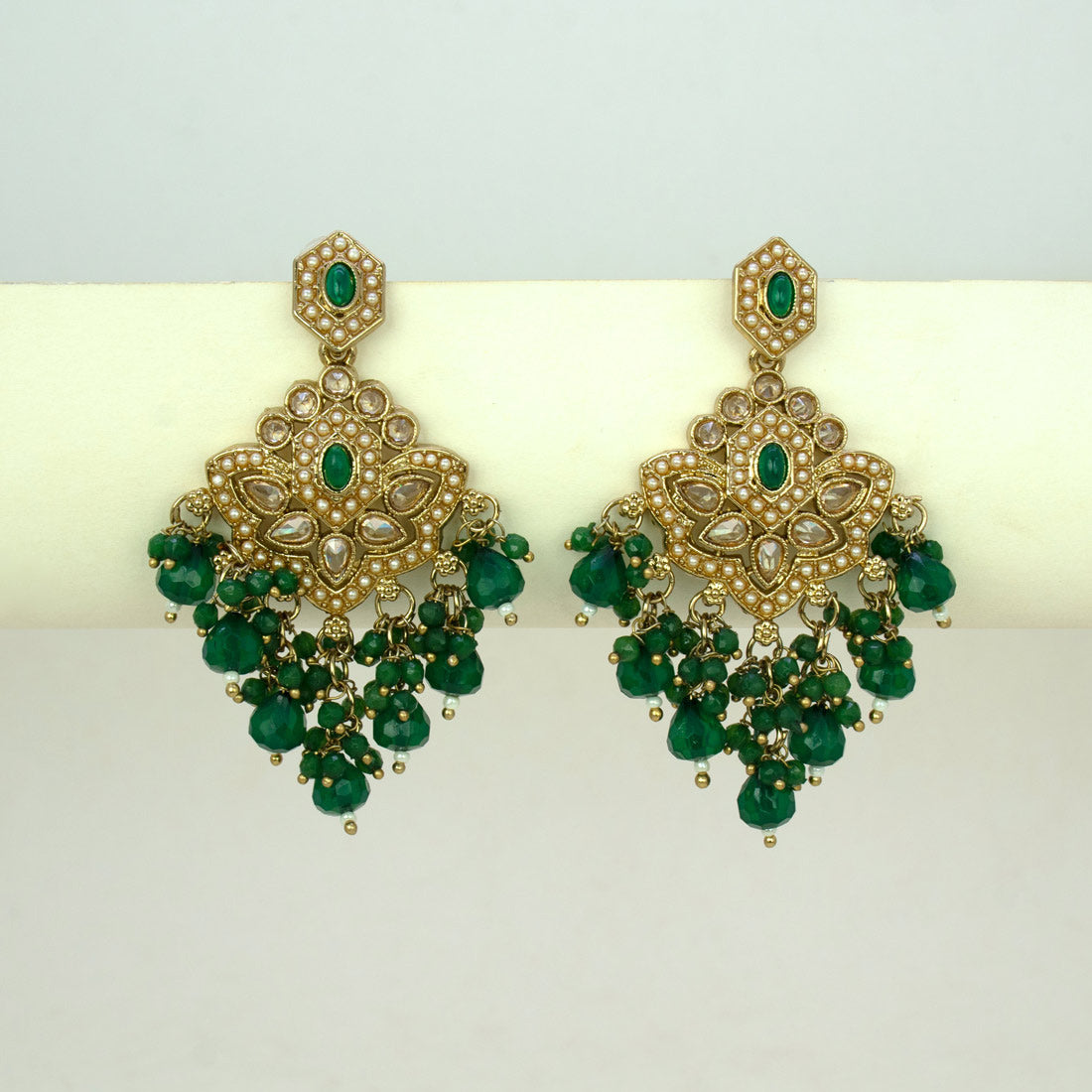 Fashion-Drop-Dark-Green-Beaded-Earrings
