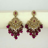 Fashion-Drop-Deep-Pink-Beaded-Earrings