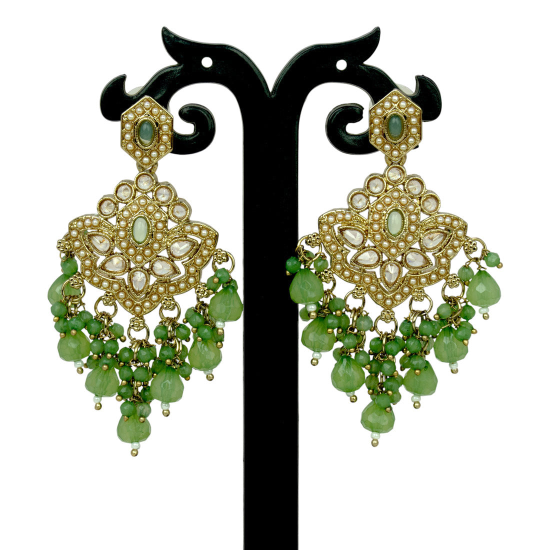 Fashion-Drop-Olive-Green-Beaded-Earrings
