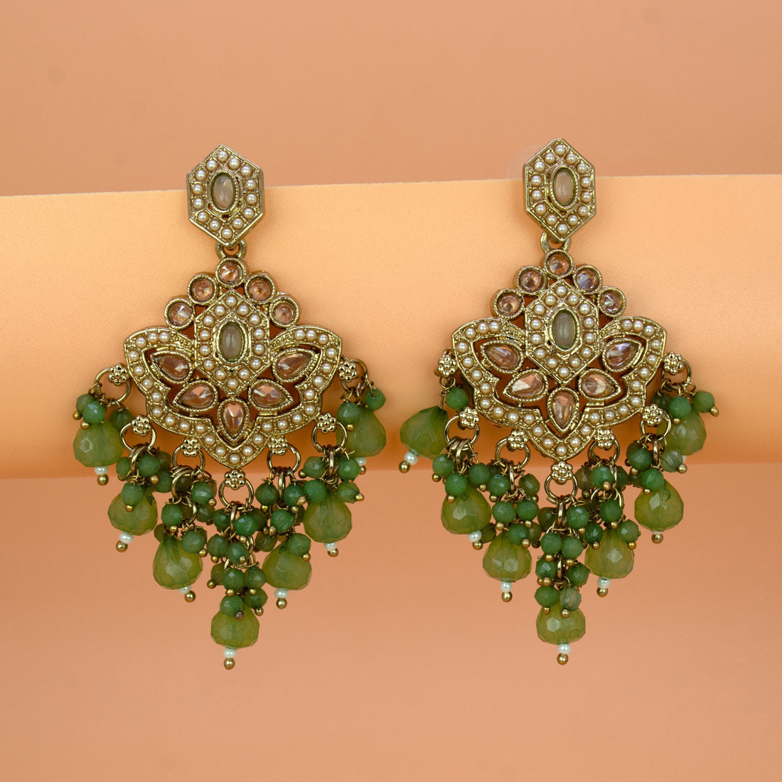Fashion-Drop-Olive-Green-Beaded-Earrings