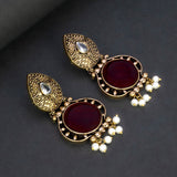 Fashion Golden Oxidized Monalisa Stone Earrings