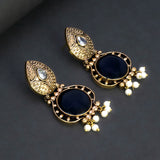 Fashion Golden Oxidized Monalisa Stone Earrings