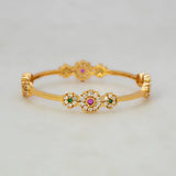 Floral CZ Ruby Emerald Stone Bangle