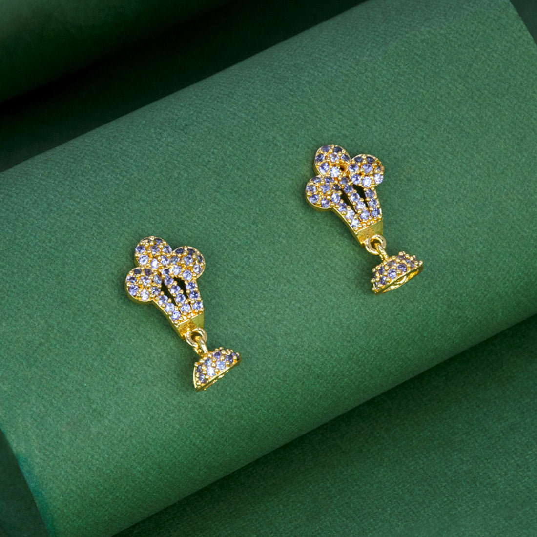 Glorious Purple CZ Big Crown Stud With Small Jhumka