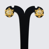 Gold Plated Snowflake Stone Stud Earrings