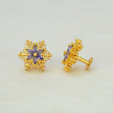 Gold Plated Snowflake Stone Stud Earrings