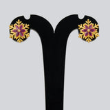 Gold Plated Snowflake Stone Stud Earrings