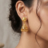 Gold-Plated Small Floral Jhumka Earrings