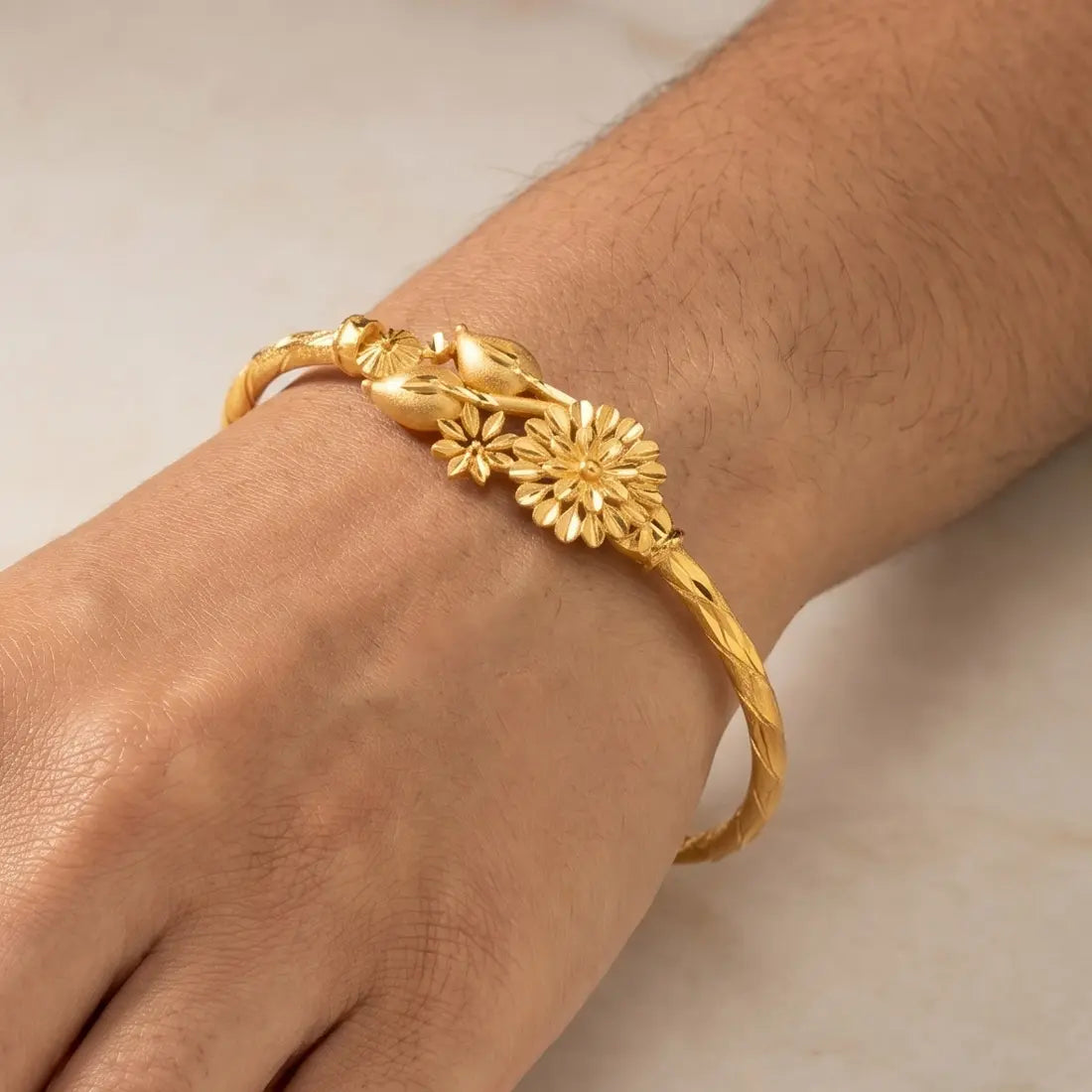 Gold Plated Floral Bouquet Bangle