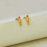 Gold-Plated Bead Hanging Simple Stud Earrings
