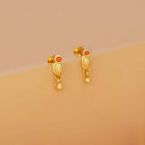 Gold-Plated Bead Hanging Simple Stud Earrings