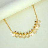 Ethnic Gold Plated Black CZ Head Kasu Necklace