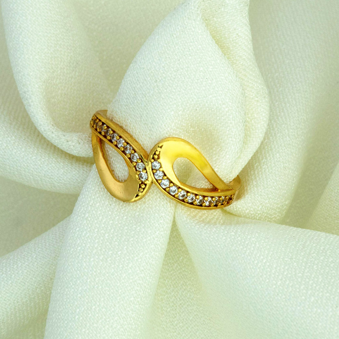 Elegant Gold Plated CZ Stone Finger Ring for Women