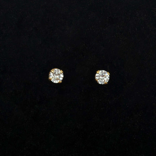 Gold Plated CZ Solitaire Second Stud Earrings
