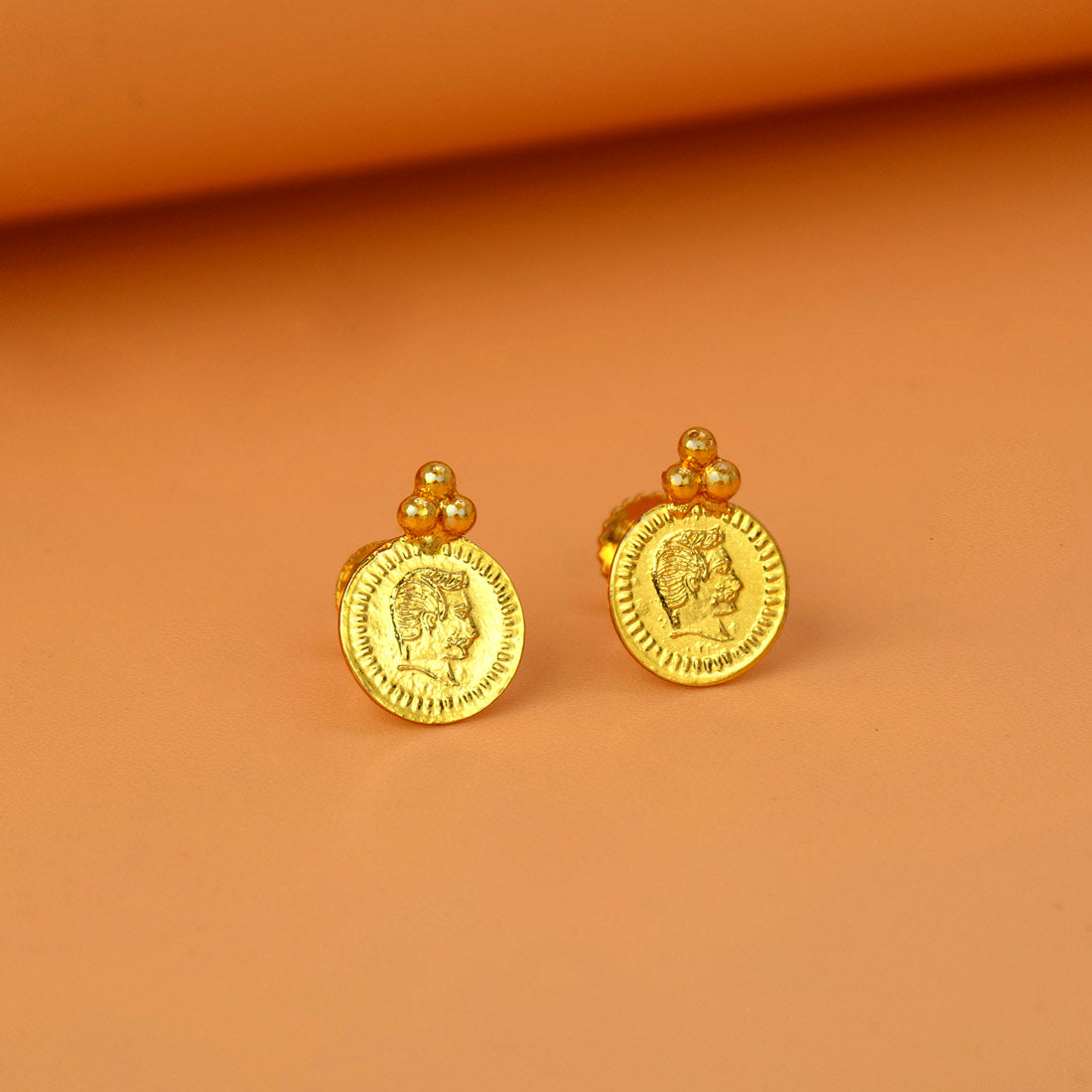 Gold-Plated-Coin-Stud-Earrings