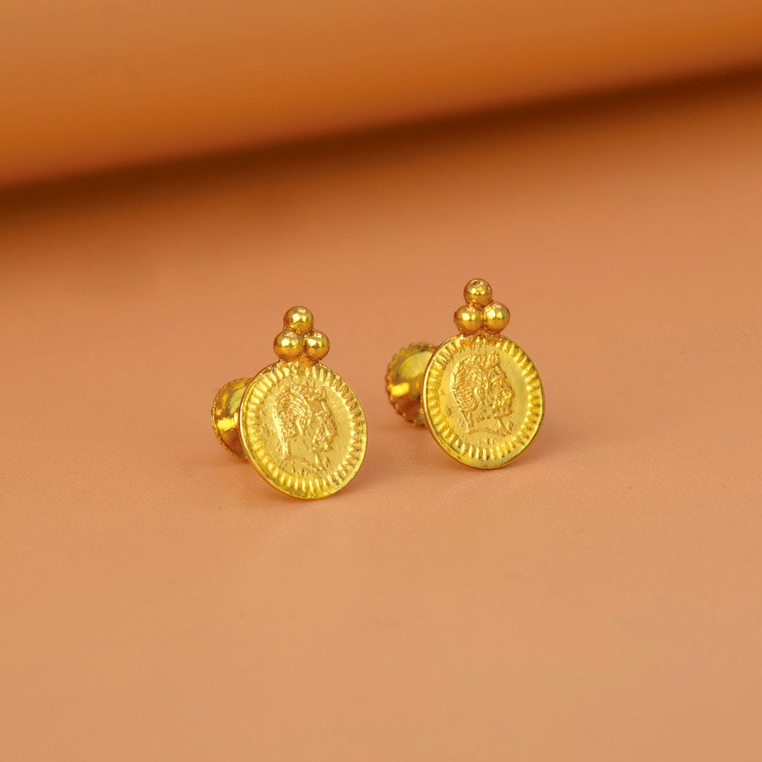 Gold-Plated-Coin-Stud-Earrings