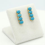 Gold-Plated-Coral-Quad-Stone-Blue-Bar-Stud-EarringsWbg