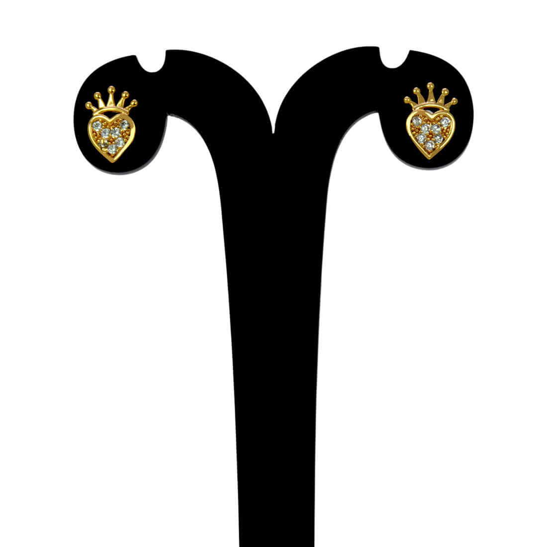 Gold-Plated-Crown-Heart-Stud-Earrings