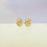 Gold-Plated-Crown-Heart-Stud-Earrings