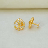 Stunning Gold Plated Floral Heart CZ Stud Earrings