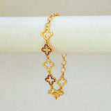 Gold-Plated Floral Design Ruby Stone Bracelet