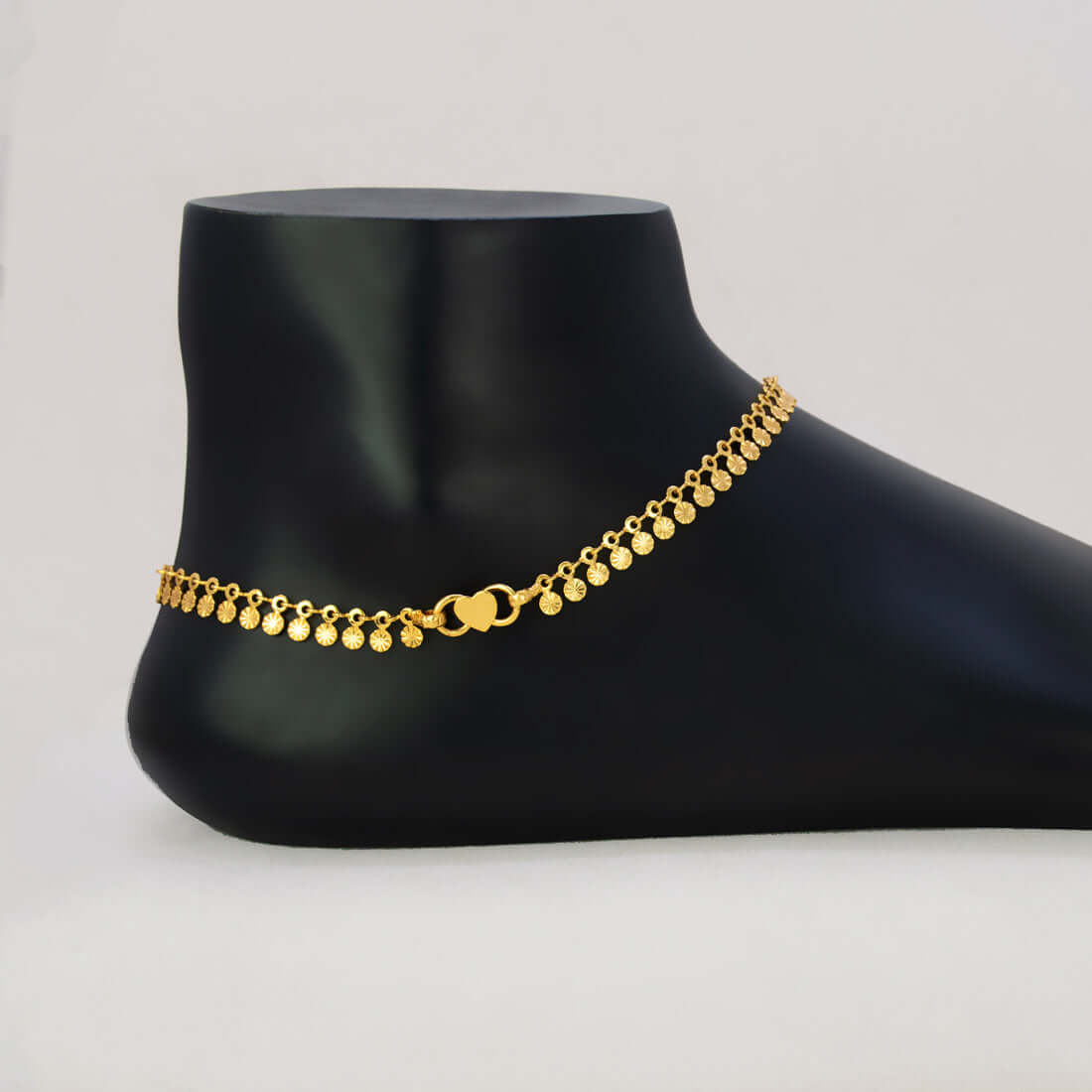Gold-Plated Floral Disc Drop Chain Anklet