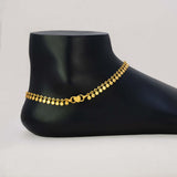 Gold-Plated Floral Disc Drop Chain Anklet