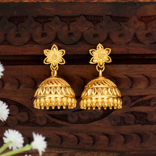 Traditional Gold Plated Filigree Jhumka Earrings