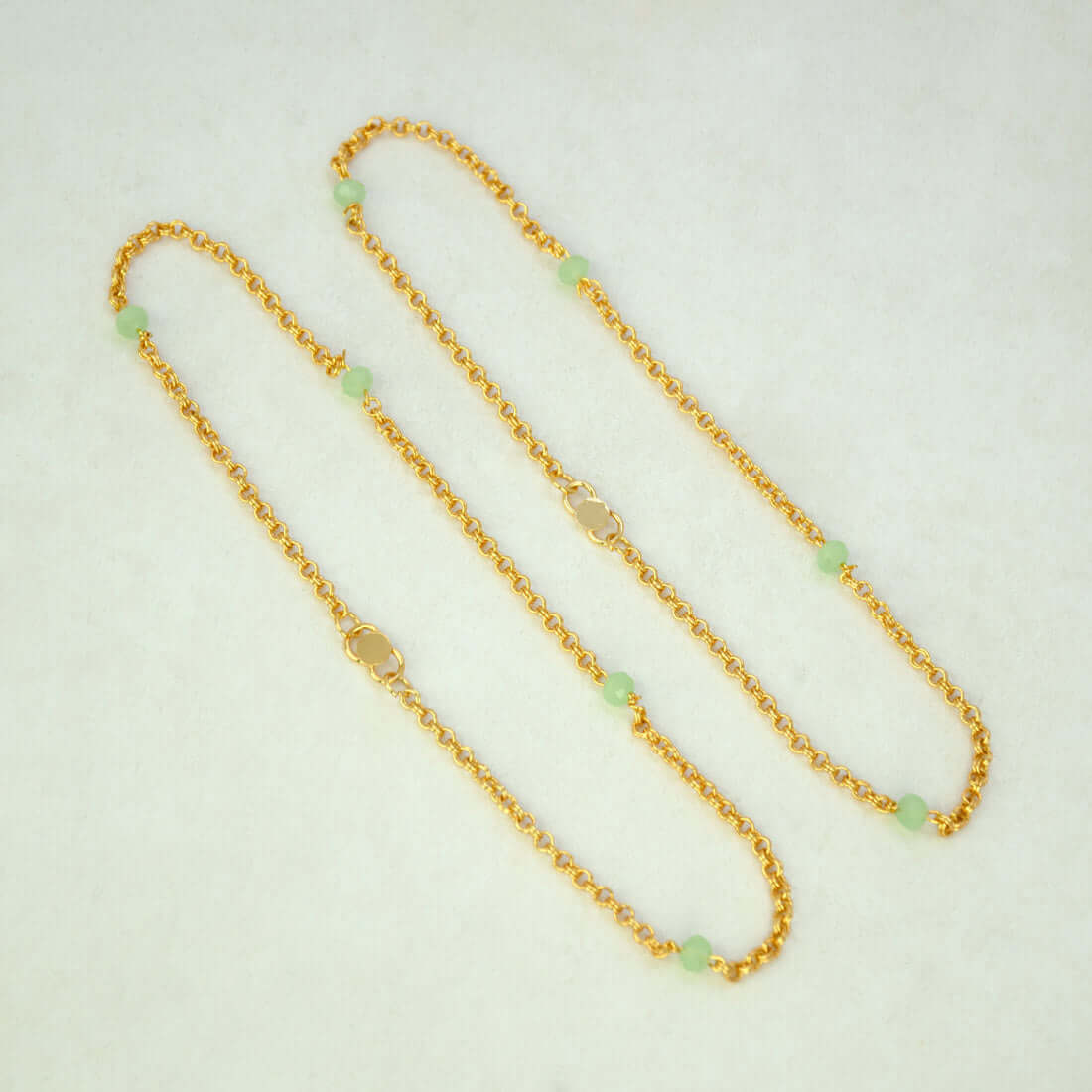 Trendsetting Gold Plated Light Green Crystal Anklet