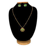 Elegant Matte Gold-Plated Lotus Pendant Necklace Set