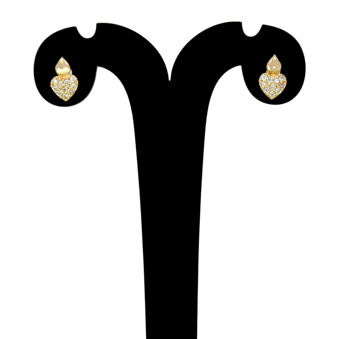 Gold-Plated-Heart-CZ-Second-Stud-Earring