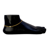 Trendy Gold-Plated Beaded Curb Link Chain Anklets on a black demo ankle