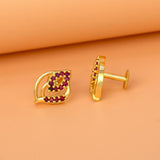 Exquisite Designer Gold Plated Stone Ear Studs