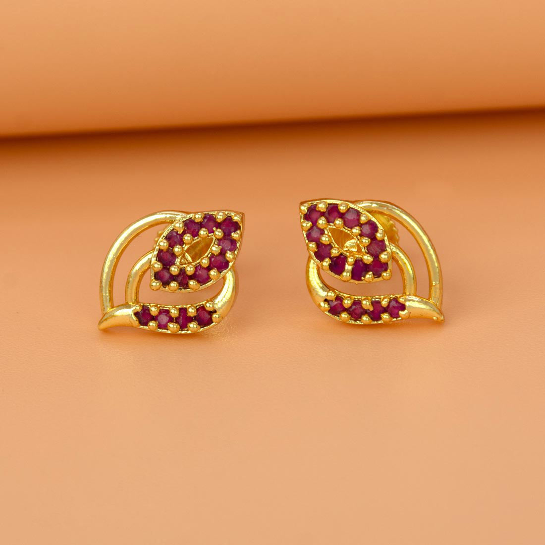 Exquisite Designer Gold Plated Stone Ear Studs