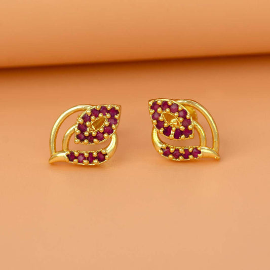 Exquisite Designer Gold Plated Stone Ear Studs
