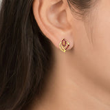 Exquisite Designer Gold Plated Stone Ear Studs