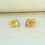 Gold-Plated-Leaf-Design-Stone-Stud-Earrings