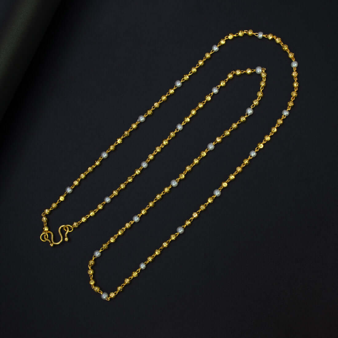 Gold-Plated-Pearl-Beaded-Long-Chain