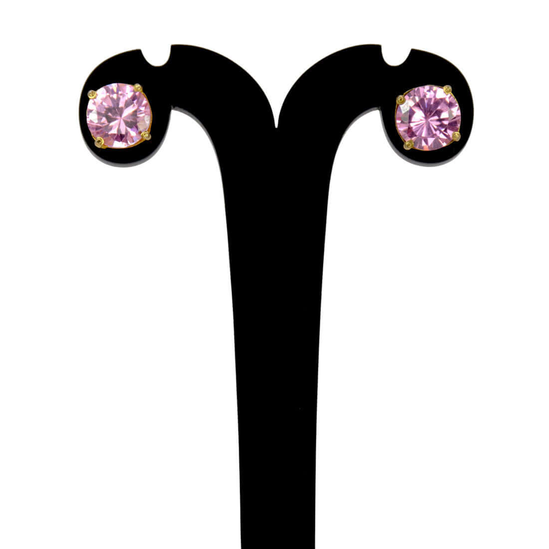 Gold-Plated-Pink-Stone-Stud-Earrings