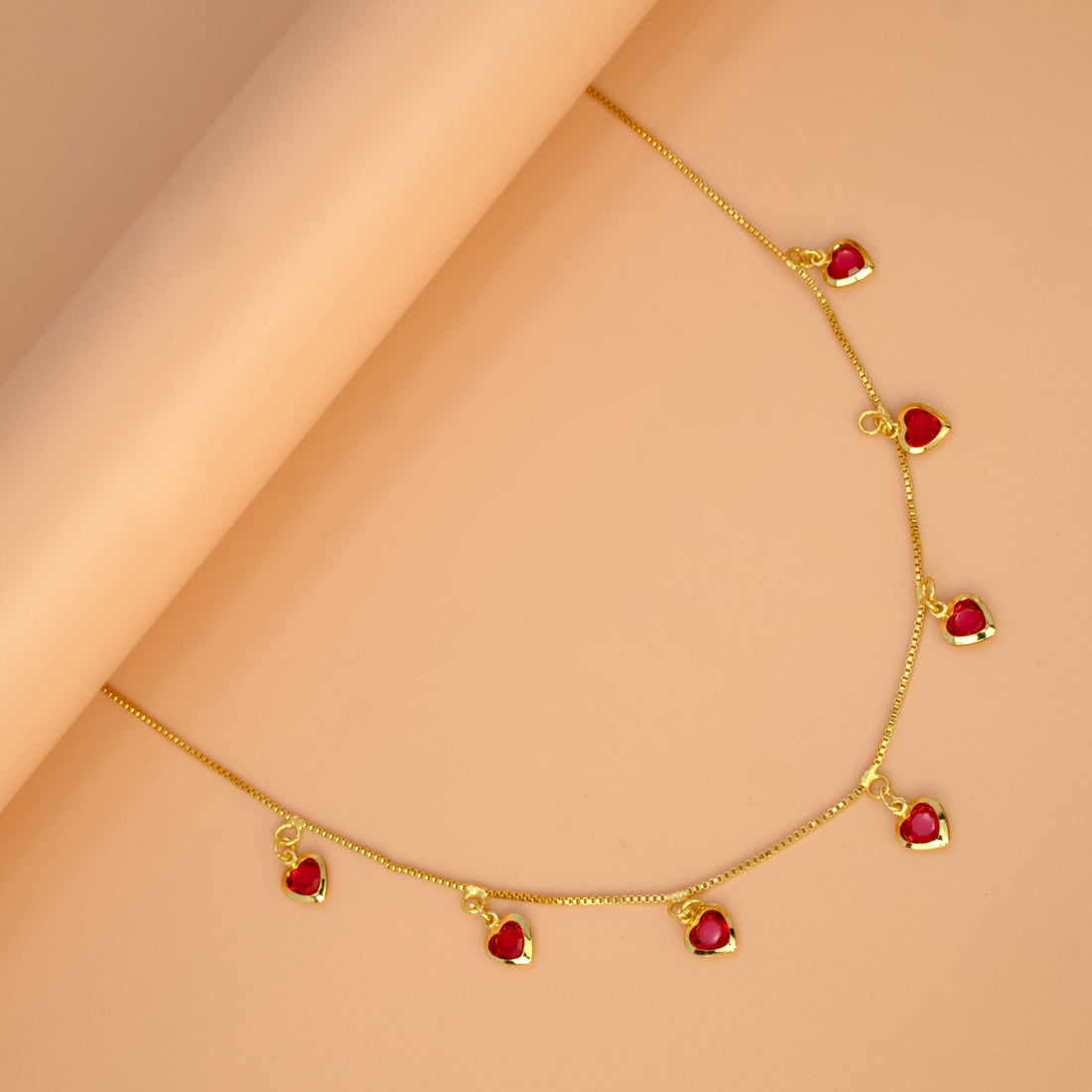 Stylish Gold Plated Stone Hanging Choker Necklace