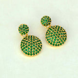 Elegant Gold Plated Disc Stone Drop Earrings